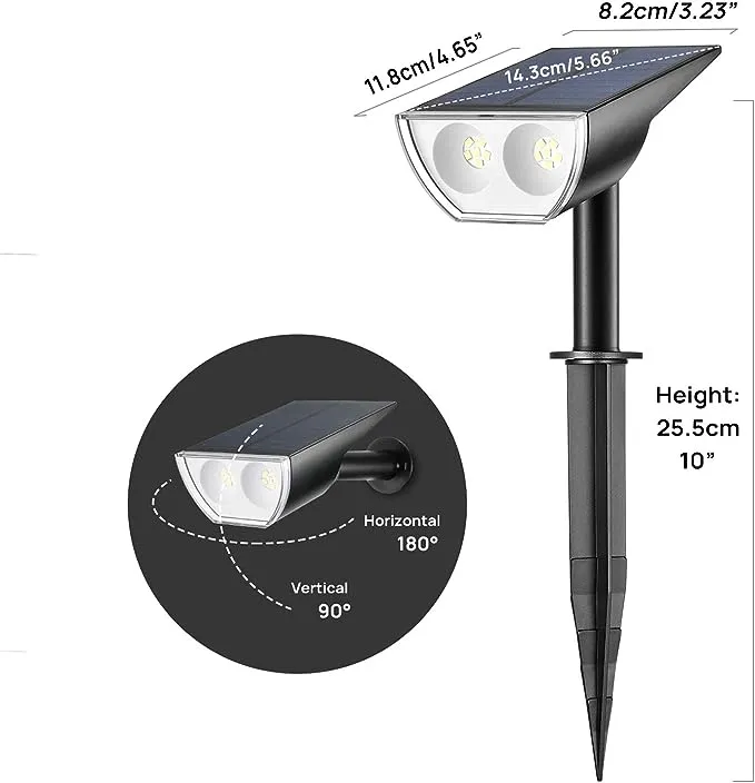 Linkind Solar Lights Outdoor, 350LM Outdoor Solar Spot Lights, Waterproof Christmas Decorations Lights for Garden, Yard, Landscape and Walkway, White, StarRayS (6 Pack, Daylight)