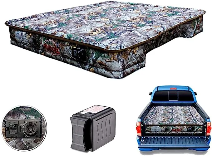 AirBedz Pittman Outdoors PPI-403 CAMO Truck Bed Air Mattress | Mid Size-Short Bed, 6-6.5 Feet in Length with Built-in Rechargeable Battery Air Pump | The Original Truck Bed Air Mattress