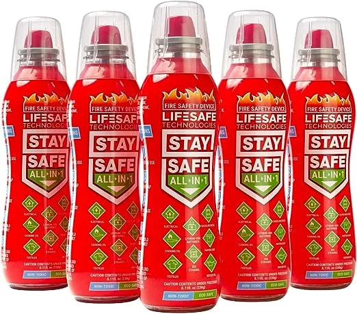 StaySafe All-in-1 Portable Fire Extinguisher by LifeSafe Technologies | Compact Fire Spray easy to use on 10 types of fires | Non-Toxic & Eco-Friendly