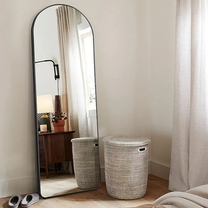 KIAYACI Arched Full Length Mirror Floor Mirror with Stand Bedroom Dressing Mirror Full Body Wall Mirror (Gold, 65" x 22")