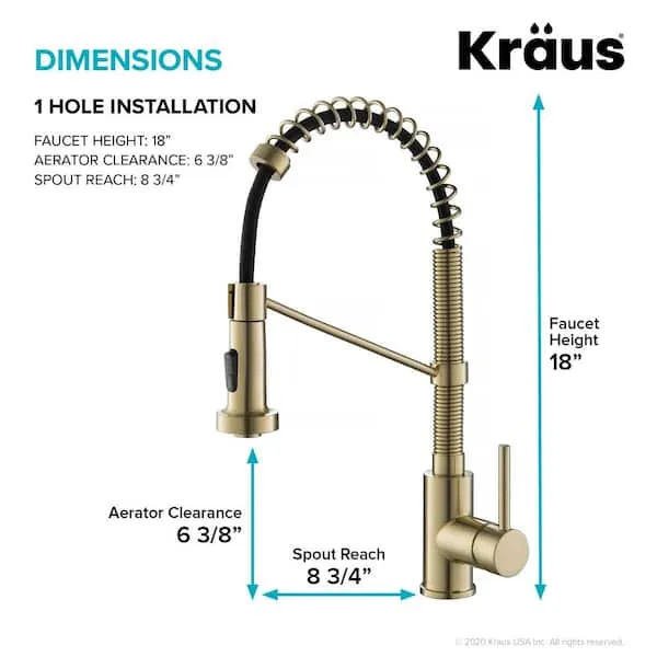 Kraus KPF-1610-FF-100SFACB Bolden Commercial Style Pull-Down Kitchen Faucet and Purita Water Filter Faucet Combo, Spot Free Antique Champagne Bronze