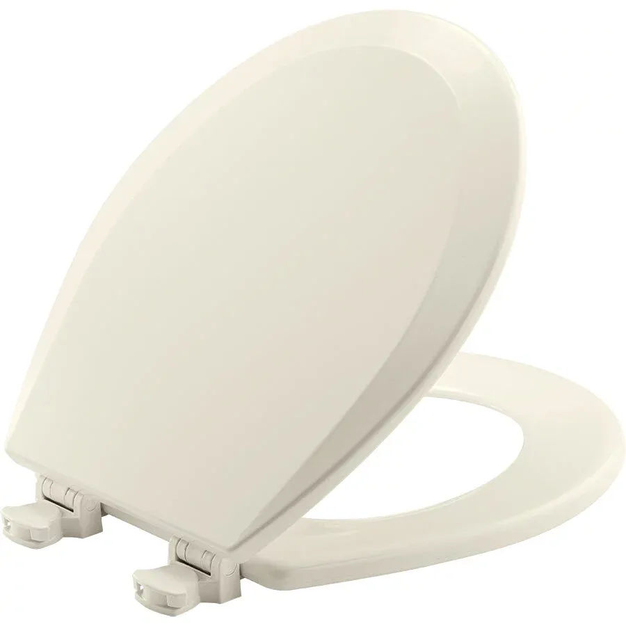 Bemis 500EC 000 Toilet Seat with Easy Clean & Change Hinges, Round, Durable Enameled Wood, White