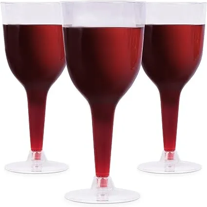 24 Stemmed Disposable Wine Glasses for Parties -10Oz Clear Plastic Wine Glasses 