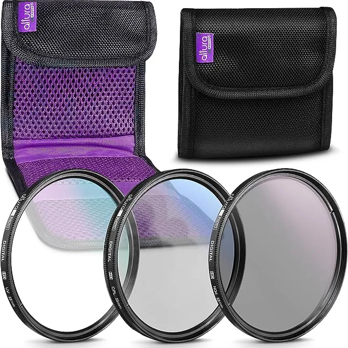 Altura Photo 55MM Lens Filter Kit - Includes 55MM ND Filter, 55MM Polarizer Filter, 55MM UV Filter - UV, CPL Polarizing Filter, Neutral Density for Camera Lens with 55MM Filters + Lens Filter Case