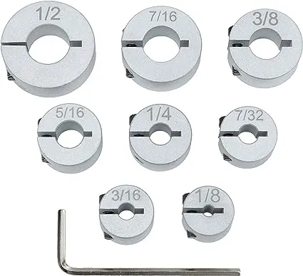 Aluminum Stop Collar Set - Drill Bit Depth Stop - Superior Split Ring Design - 8