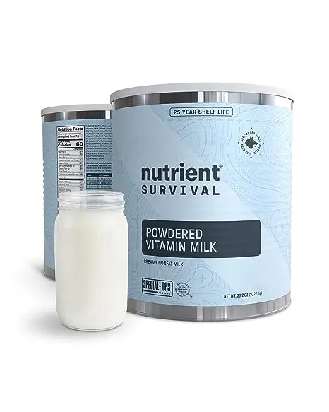 Nutrient Survival Vitamin Powdered Milk, Freeze Dried Prepper Supplies & Emergency Food Supply, 21 Essential Nutrients, Soy & Gluten Free, Shelf Stable Up to 25 Years, One Can, 60 Servings