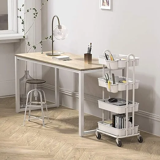 SimpleHouseware Heavy Duty 4-Tier Utility Rolling Cart, White