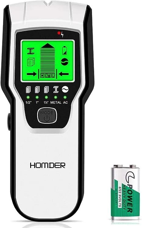 Stud Finder Wall Scanner 5 in 1 Upgraded Electronic Wall Scanner with Battery for Wood Metal and AC Wire Detection,HD LCD Display and Audio Alarm