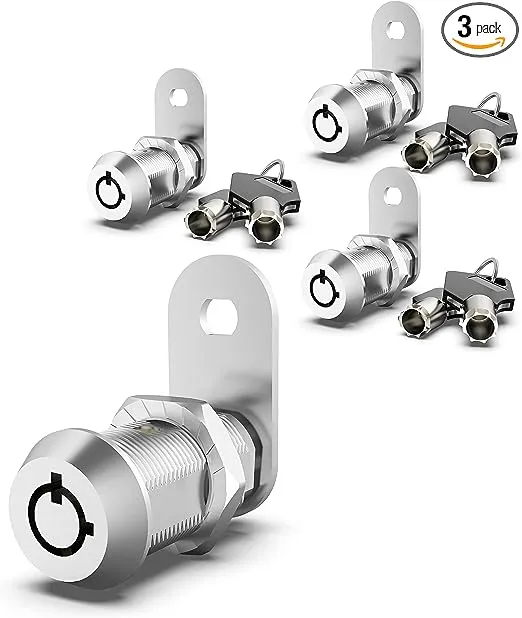 inBovoga 3 Pack Toolbox Locks with Keys RV Storage Locks, Keyed Alike 1-1/8" Cabinet Locks for RV Storage Door Toolbox, Secure Files and Drawers Lock, Zinc Alloy