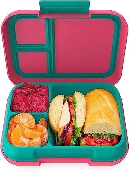 Bentgo Pop Leak-Proof Lunch Box with Removable Divider, Bright Coral Teal