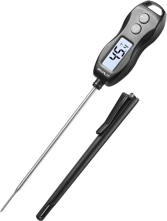 Digital Meat Thermometer Backlight,Waterproof Instant Read Food Thermometer for Cooking and Grilling for BBQ Grill Liquids Beef Turkey (Black)