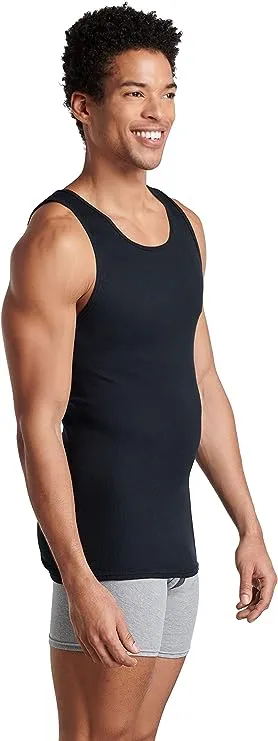 Fruit of the Loom Men's Sleeveless Tank A-Shirt, Tag Free & Moisture Wicking, Ribbed Stretch Fabric