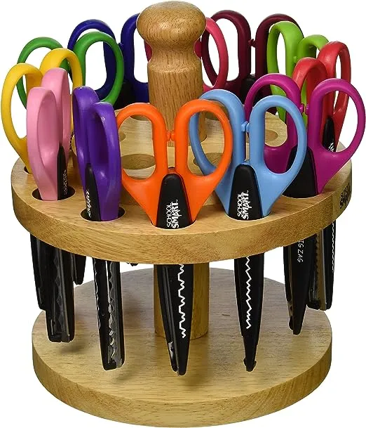 School Smart Paper Edger Scissors, 6-1/2 x 2-1/2 Inches, Assorted Colors, Set of 24