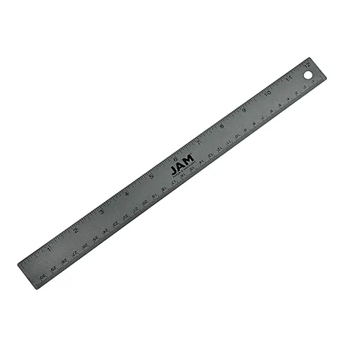 JAM PAPER Strong Aluminum Ruler - 12 Inch - Metal Ruler with Non-Skid Cork Backing - Lime Green - Sold Individually