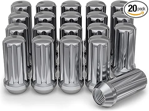 White Knight 3809L-20AM Chrome M14 x 1.5 Duplex Spline Lug Nut with Key, 20 Pack