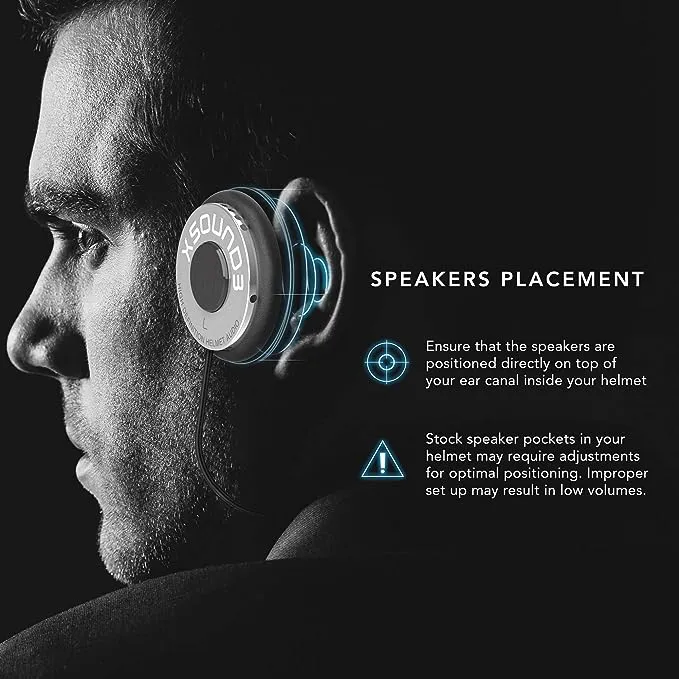 Premium Audio Motorcycle Helmet Speakers Work with Most Helmet Comms with Earbud Ports - The XSound 3 Drop in Headphones Speaker Kit Includes Accessories for a Quick Install