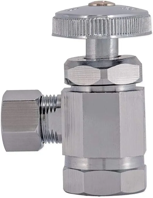 Eastman 1/2 Inch FIP x 3/8 Inch OD Compression Multi-Turn Angle Stop Valve with Brass Stem, Brass Plumbing Fittings, Chrome, 10809LF