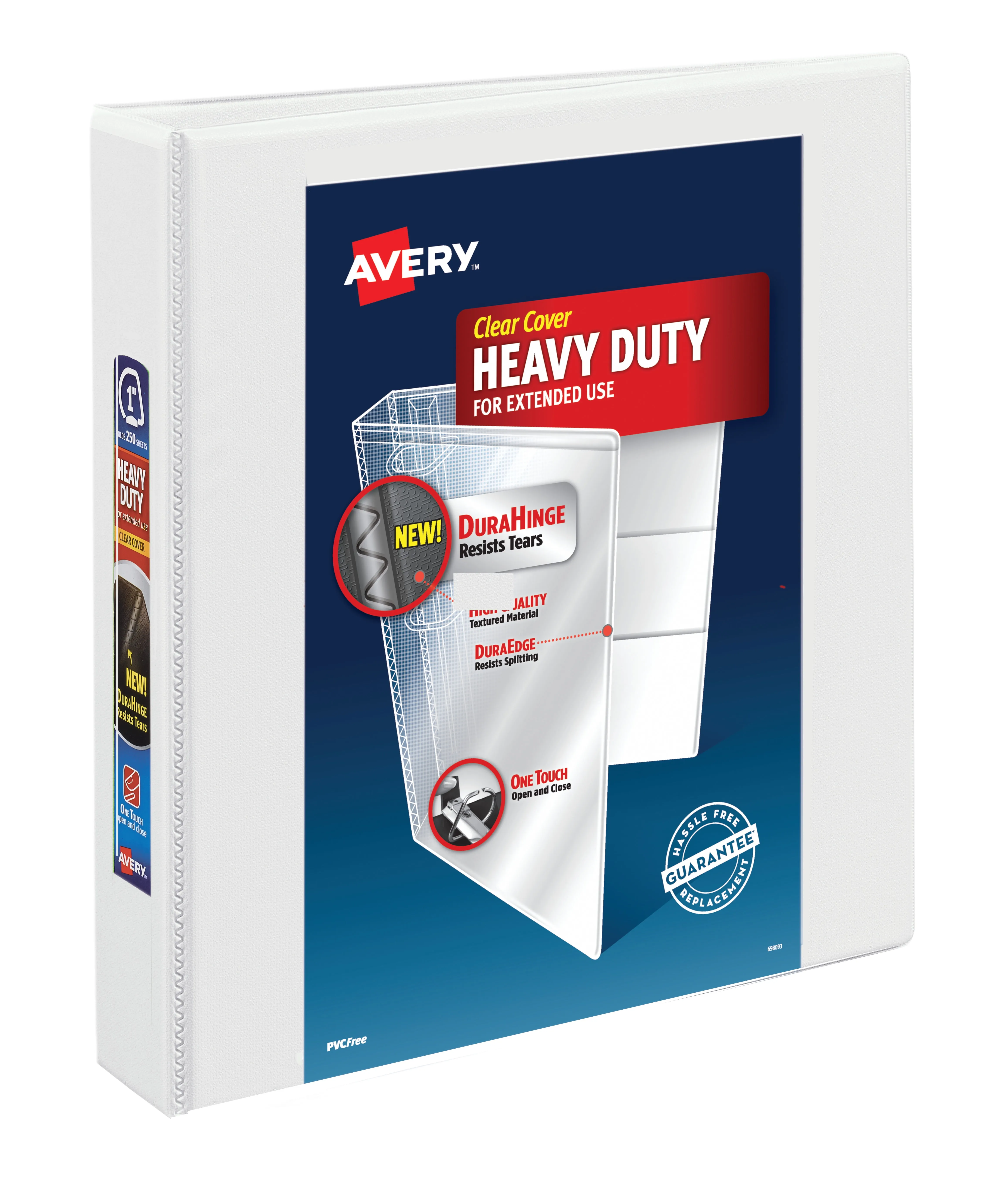 Avery Heavy-Duty View 3 Ring Binder, 1.5" One Touch EZD Rings, 1 White Binder (79195)