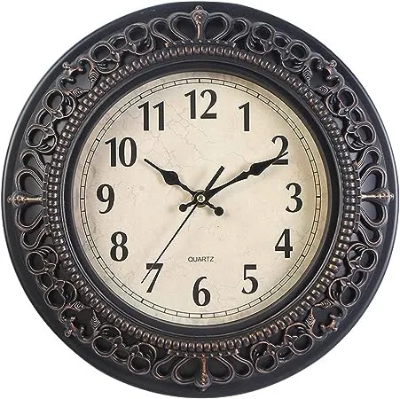 Tebery 12-Inch Silent Retro Quartz Clock, Decorative Wall Clock for Home/Office/School