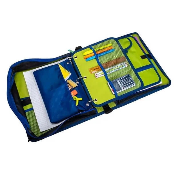 Case-it The Dual 2-in-1 Zipper Binder - Two 1.5 Inch D-Rings - Includes Pencil Pouch - Multiple Pockets - 600 Sheet Capacity - Comes with Shoulder Strap - Monster Design Dual-101-ME