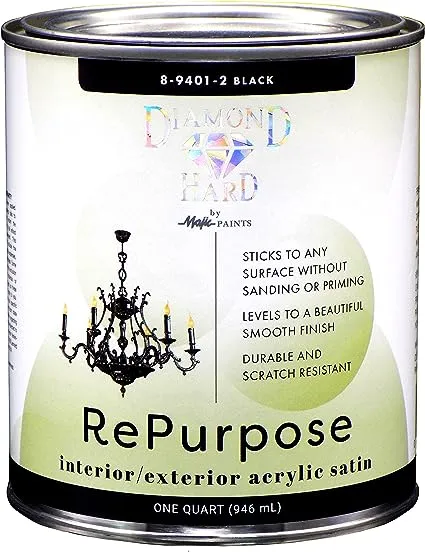 Majic PAINTS Interior/Exterior Satin Paint, RePurpose your Furniture, Cabinets, Glass, Metal, Tile, Wood and More, Black, 1-Quart ​, 32 Fl Oz (Pack of 1)