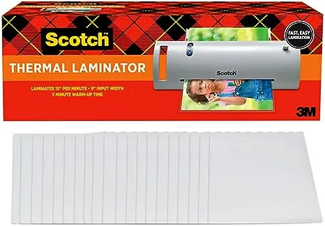 Scotch TL902VP Thermal Laminator, 1 Laminating Machine, White, Laminate Recipe Cards, Photos and Documents, For Home, Office or School Supplies, 9 in.