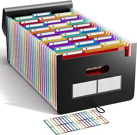 ABC life 26 Pockets Accordion File Organizer/Expanding File Folder A4 Letter Size Expandable Filling Box/Plastic Accordian Document Paper Coupon Bill Receipt Organiser, A-Z Alphabetical Colored Tabs