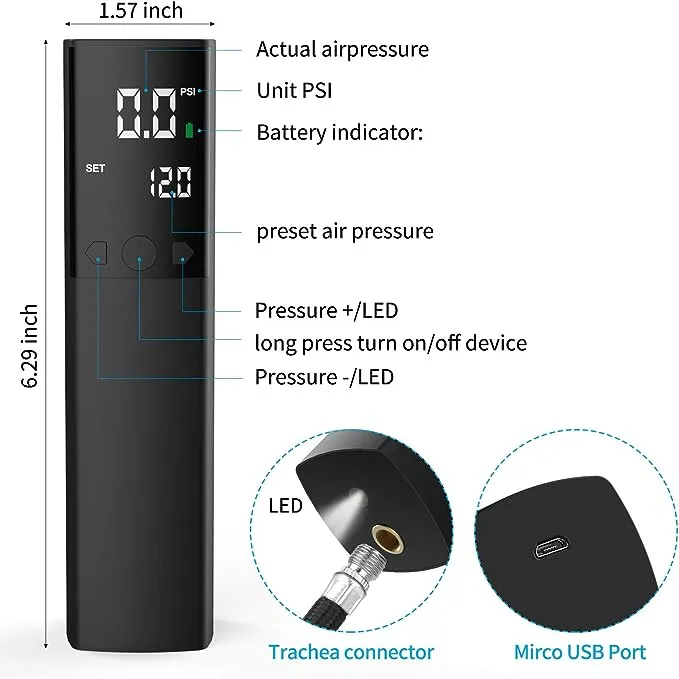 Pumteck Electric Ball Pump, Smart Air Pump Portable Fast Ball Inflation with Precise Pressure Gauge and Digital LCD Display for Football Basketball