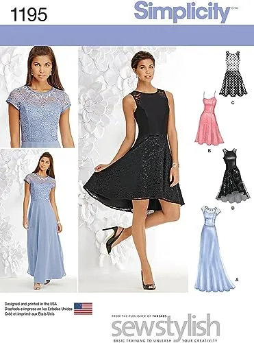 Simplicity 1195 Women's Evening, Special Occasion, and Cocktail Dress Sewing Pattern, Sizes