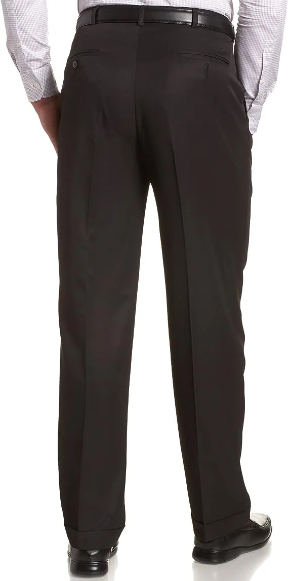 Haggar Men's Mynx Gabardine Classic Fit Pleated Front Hidden Expandable Waistband Dress Pant