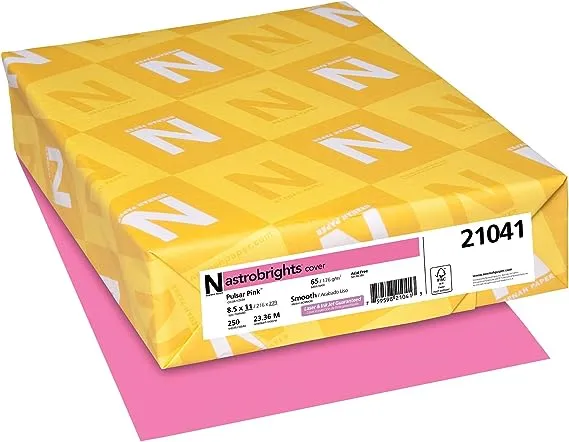 Astrobrights Color Cardstock, 65lb, 8.5 x 11, Pulsar Pink, 250/Pack