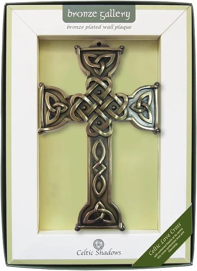 Royal Tara Bronze Plated Wall Plaque With Celtic Love Cross Design