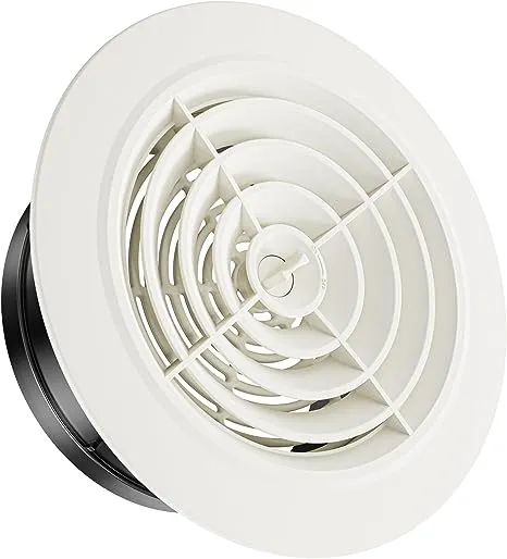 HG POWER 6 Inch Soffit Vent，Round Air Vent Cover with Louver, ABS Adjustable Ceiling Vent Covers for Living Room, Bathroom, Kitchen, Greenhouse, Ventilation System, White - Opening Size 5.75"