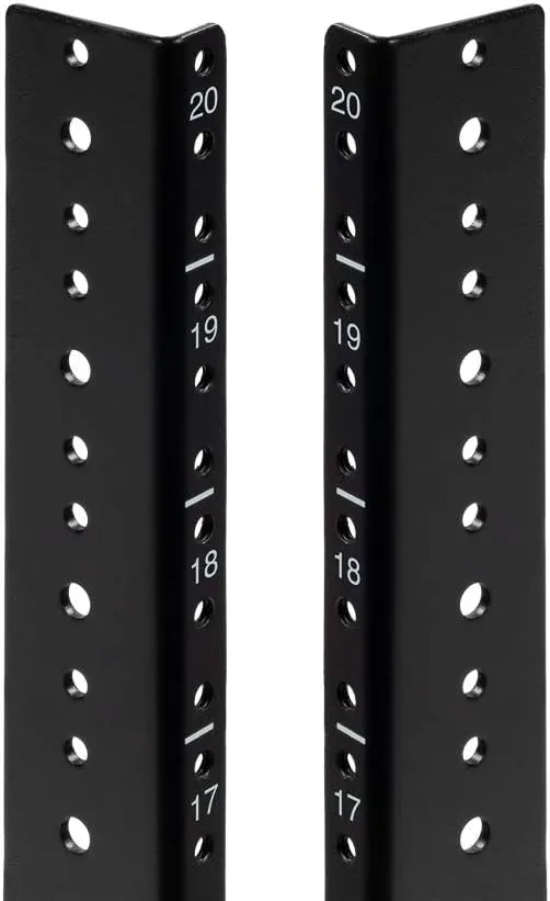 NavePoint 20U Vertical Rack Rail Pair DIY Kit with Hardware, Black