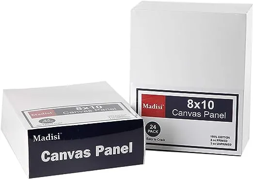 Madisi Painting Canvas Panels 48 Pack, 8X10, Classroom Value Pack Art Canvas