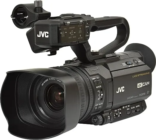 JVC GY-HM250 GY-HM250U UHD 4K Streaming Camcorder + 64GB SDXC Card + 62mm 3 Piece Filter Kit QAN0067-003 Microphone + Memory Card Wallet + Professional 160 LED Video Light Studio Series Bundle