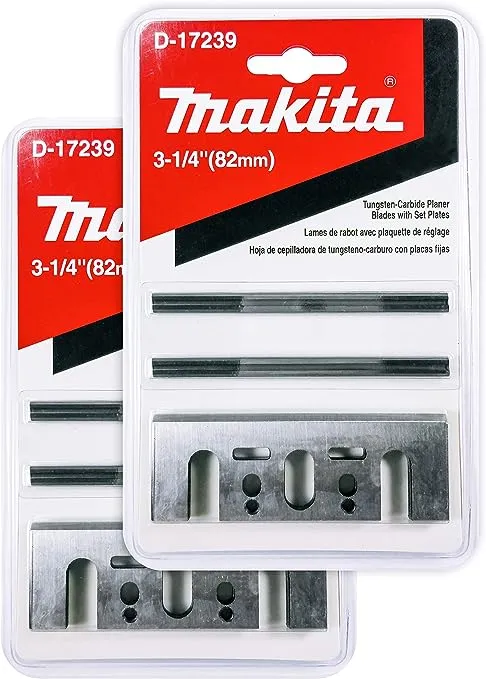 Makita - Planer Blade Set W/Set Plate 3-1/4 Dbl Edged Carbide N1900 (192157-2)