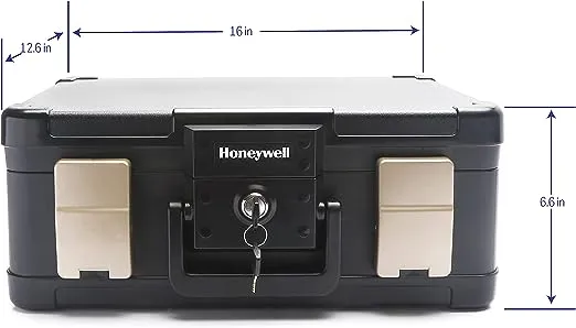 Honeywell Safes & Door Locks LHLP1103G 30 Minute Fire Safe Waterproof Safe Box Chest with Carry Handle, Medium, 1103, Black, 7.3 litre