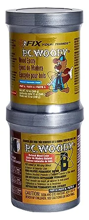 PC Products PC-Woody Wood Repair Epoxy Paste, Two-Part 12 oz in Two Cans, Tan