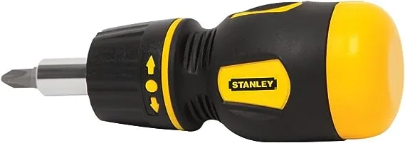 STANLEY Multi Screwdriver, Stubby Ratcheting, Including 6 Interchangeable Bits (66-358)