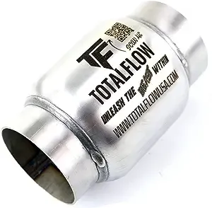 TOTALFLOW 642 Mini Muffler 409SS | 3" Round Width | 4" Body 6" Overall Length | 2" Inner Inlet-2" Outer Diameter Outlet