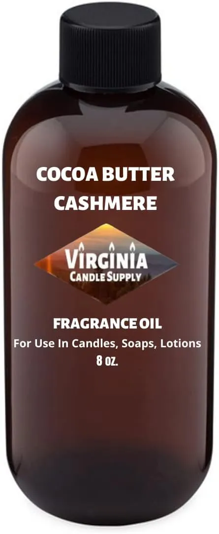 Virginia Candle Supply Cocoa Butter Cashmere Fragrance Oil, 4 oz Bottle, Scented Candles, Soap Making, Room Sprays, Lotions, Car Fresheners, Slime, Bath Bombs, Warmers