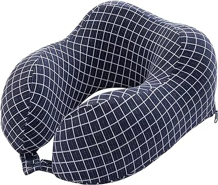 Home-Complete Travel Pillow - Memory Foam Pillow with Washable Cover - Neck Pillows for Sleeping on Airplanes, Trains, Cars, and Buses (Navy)