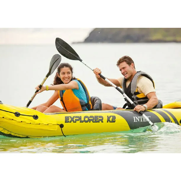 Intex Explorer K2 2-Person Inflatable Kayak Set with Oars and Air Pump ~ NEW