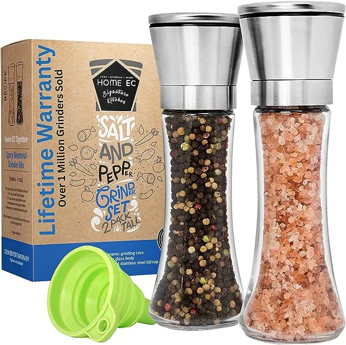 Home EC Premium Stainless Steel Salt and Pepper Grinder Adjustable Ceramic Sea Salt Grinder & Pepper Grinder