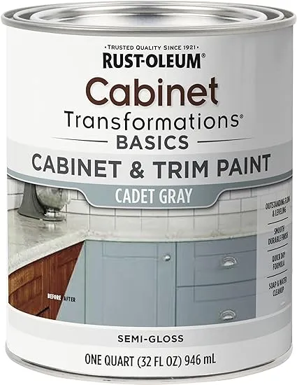 Rust-Oleum 372007 Transformations Basics Cabinet & Trim Paint, Quart, Pure White, 32 Fl Oz (Pack of 1)