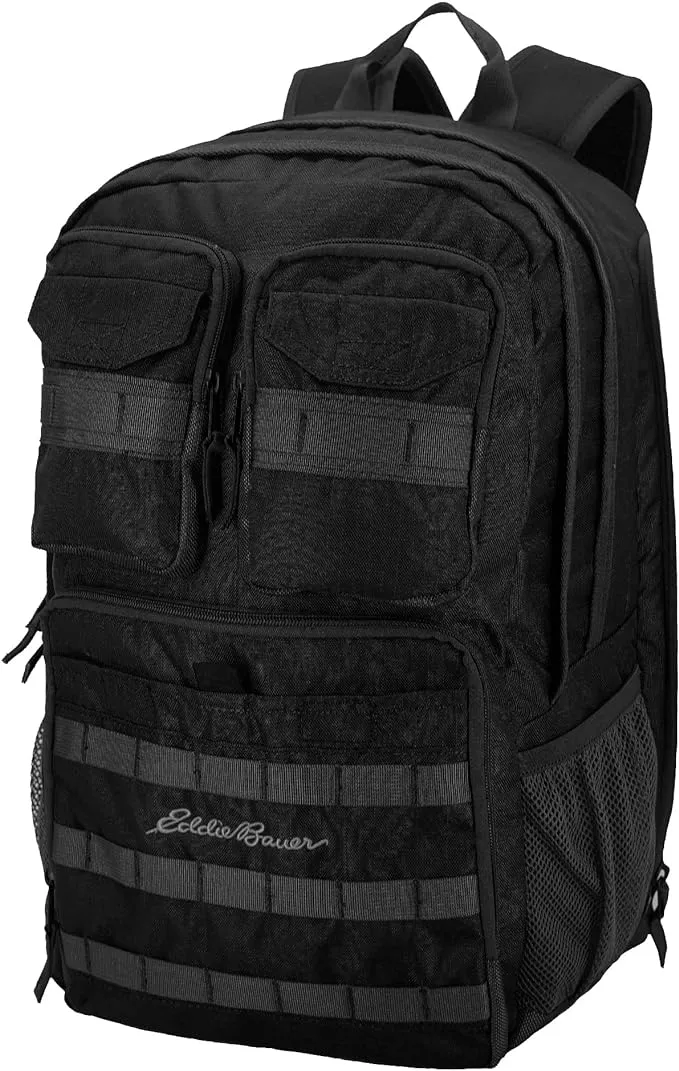 Cargo Backpack 30L Access Computer Sleeve and Dual Mesh Side Pockets, Black