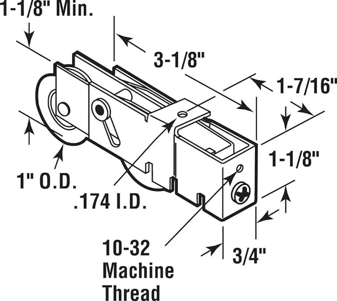 1 In., Steel, Sliding Door Tandem Roller Assembly