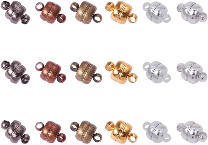 PH PandaHall 100 Sets Mixed Color Magnetic Clasps Oval Brass Magnet Converter JE