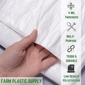 Farm Plastic Supply - Clear Plastic Sheeting - 4 Mil - (3' x 100') - Thick Plastic Sheeting, Heavy Duty Polyethylene Film, Drop